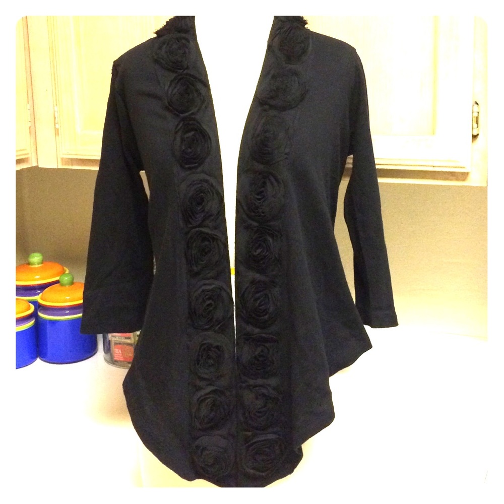 Make offer! NWT open drape rosette sweater